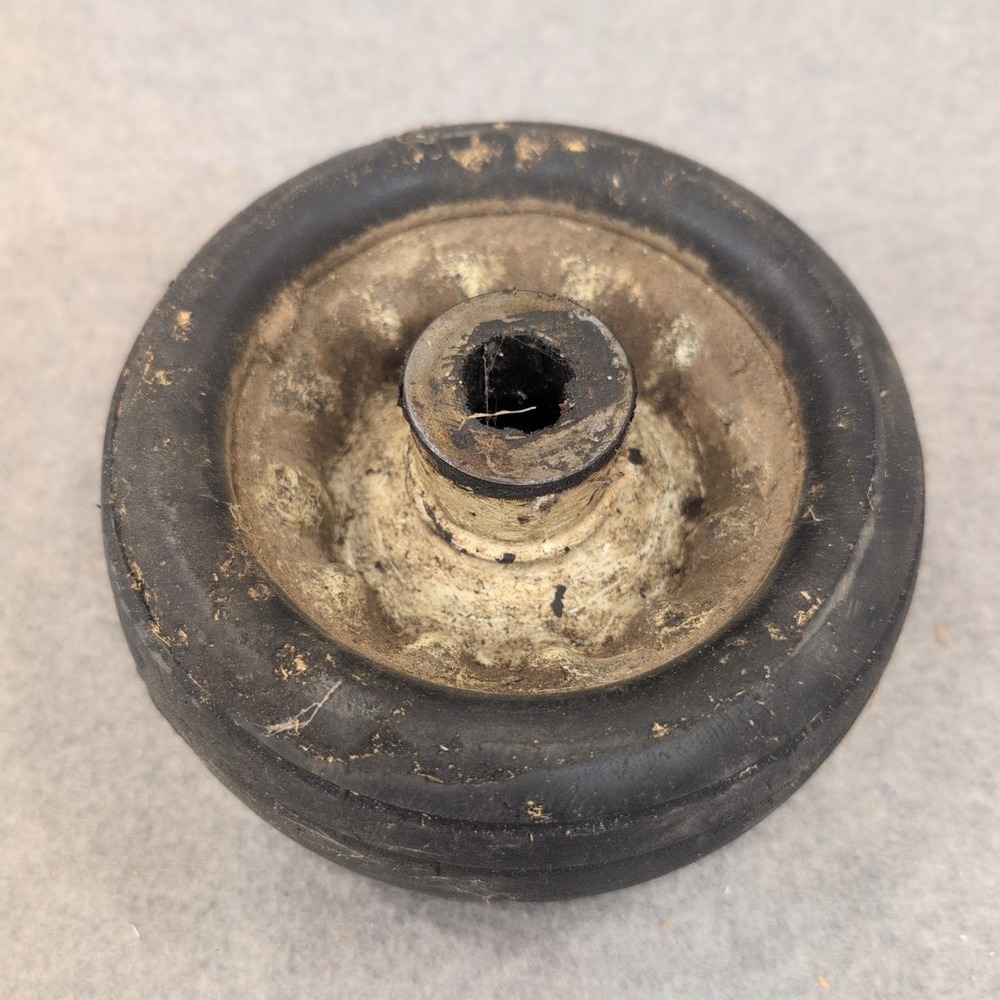 Vintage Industrial Rubber Caster Wheel Replacement Black Metal Hub NA308 - Picture 1 of 4